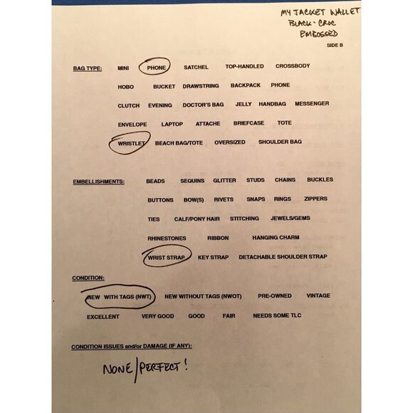 𝅺MYBAT Crocodile-Embossed Genuine Leather MyJacket Wallet Wristlet, Black, NWT - Picture 10 of 10